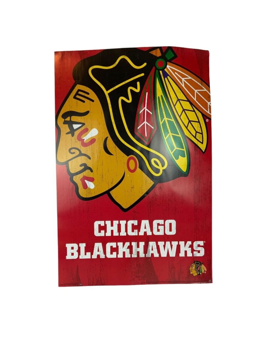Chicago Blackhawks Chief Logo Poster 24x36 NHL Hockey Team Fan Decor Vibrant Red